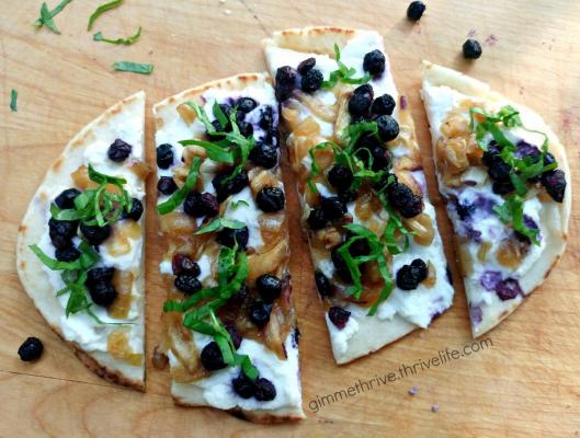 "Gimme Thrive" Blueberry-Feta-Honey Onion Naan Pizza