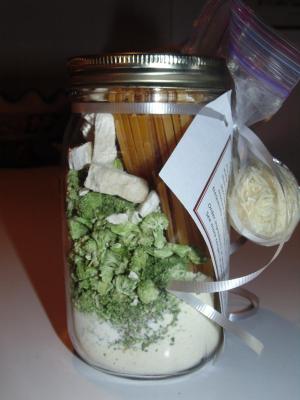 Chicken Broccoli Alfredo in a jar