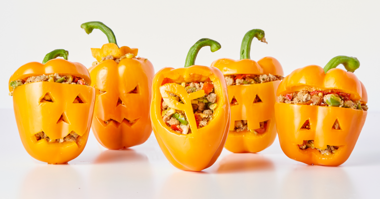 Stuffed Jack-O-Lantern Peppers